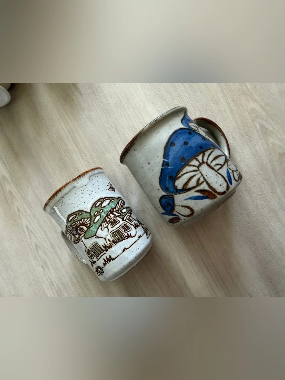 Lot of 6 Vintage Ceramic Mushrooms Doublesided Coffee Tea Mug Cups MCM